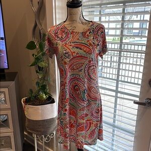 Paisley Print Short Sleeve Dress